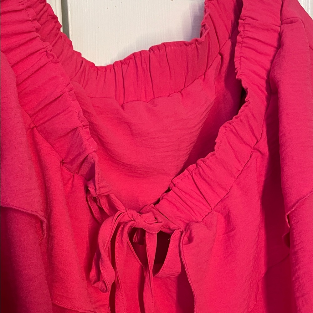 Women's Ruffled Red Top - Picture 3 of 4